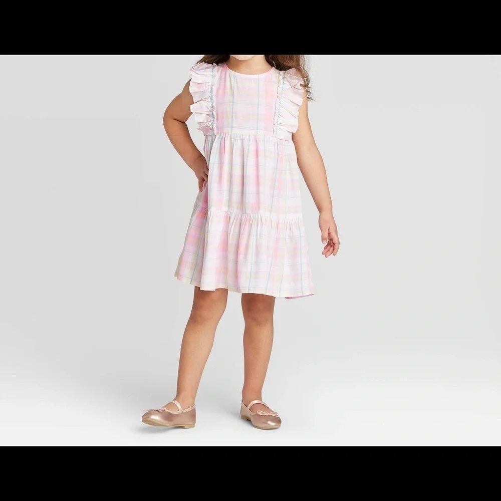 🌸Oshkosh Bgosh 2&3 sizes Ruffle plaid pink dress NWT